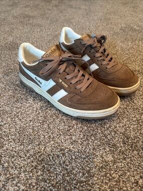 Gola Brown Suede Sneakers with White Stripes